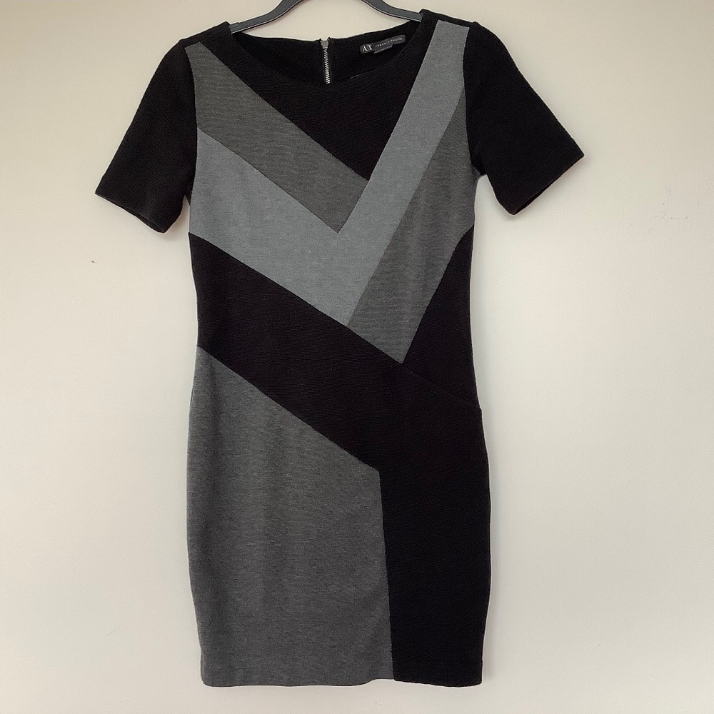 Armani Exchange mini dress in black and gray